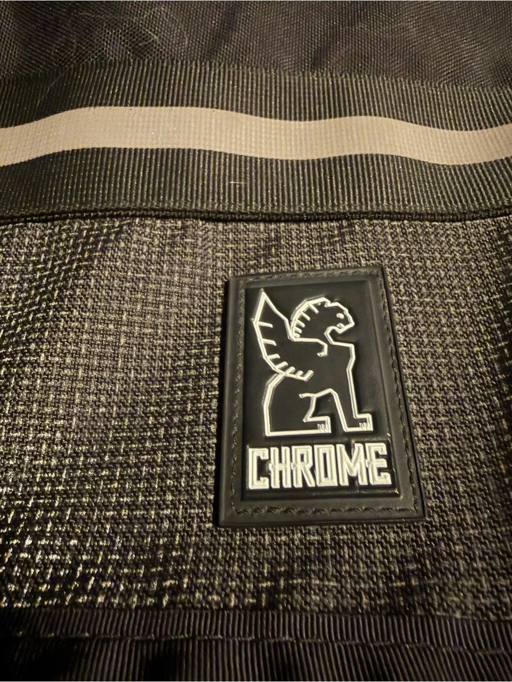 Chrome Black Messenger Backpack with Logo Patch